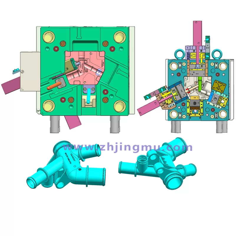 Plastic temperature control valve cylinder injection mold design drawing