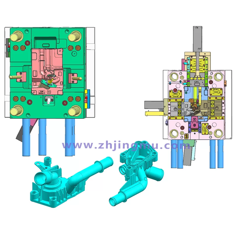 Plastic temperature control valve cylinder injection mold design drawing